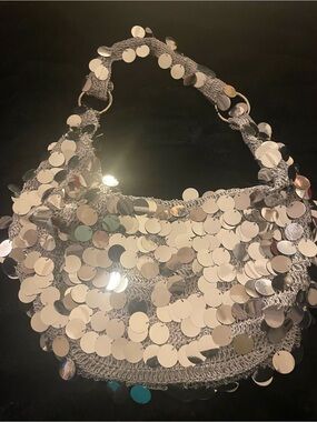 Sparkle Silver Sequin Shoulder Bag